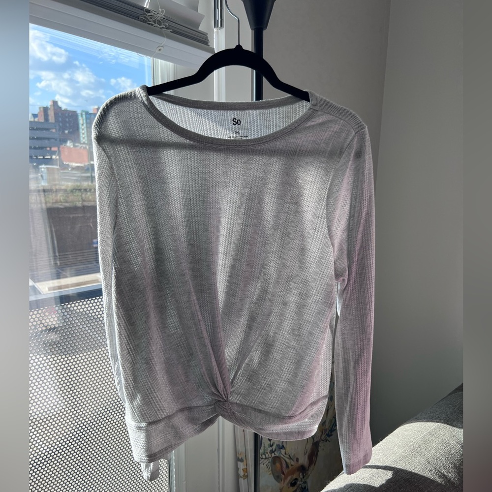 Long sleeve waffle knit shirt